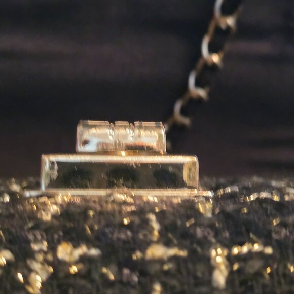 Anthropologie Cristina Sabatini Black White Gold Tweed Brielle Bag Clutch GUC. - Picture 15 of 16